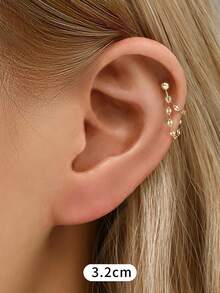 1 Piece Of 925 Sterling Silver Electroplated 14k Gold Chain Stud Earrings, Minimalist And Hypoallergenic Stud Earrings, Suitable For Women To Wear Daily Or At Parties (Available In Chain Sizes Of 2.3cm And 3cm)