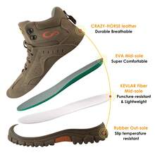 Waterproof Brown Safety Sneakers For Men, Anti Slip Steel Toe Anti Puncture Brown Work Shoes,Safety Industrial Construction Shoes - High Top And Lace Up Fashionable Work Boots,Puncture-Proof & Smash-Resistant Design,All-Season Comfortable Outdoor Work Shoes Suitable For Warehouse, Outdoor, Restaurant, Delivery & Training Use.Valentine's Day Gift. - 棕色 - 查看 6