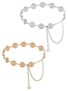 1Pc Metal Waist Chain Retro Fashion Body Belly Belt Gold Silver Belts Jewelry Accessories For Women - Dây đeo thắt lưng - Xem 7