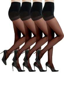 1 Pair Women's High Waist Elastic Black Tights- Elegant, Snag-Resistant, Versatile Fashion Tights Suitable For All Occasions And Casual Wear, Cozy - Black - View 16