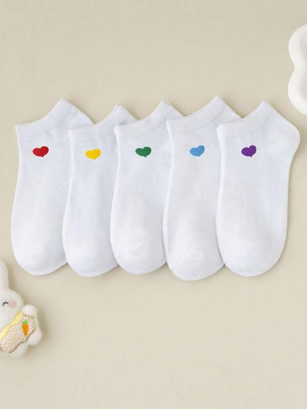 5 Pairs Of Autumn And Winter Women's Socks Love 5 Colors Jacquard High Elastic Stripes Thick, Warm Simple Personalized In The Tube Socks, Suitable For Indoor And Outdoor Wear