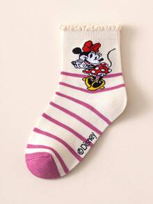 Disney 10/5双装袜子，可爱米妮和公主图案女童袜，透气卡通男童袜，保暖冬季儿童袜，圣诞礼物袜