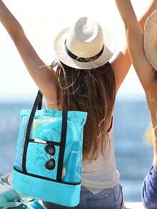 2PCS Large Bag With Waterproof Insulated Compartment Friendly Bag Tote Bag Beach Bag Travel Bag,School Bag,Large Capacity,Waterproof,Lightweight,Portable,Foldable,For Teen Girls Women College Students,Teacher,Boys And Men,Perfect For Office,College,Elementary School,Middle School,High School,Work,Business,Commute,Outdoors,Travel,Outings,Stadium,Sports,Shopping,Holiday,Beach - Hồng - Xem 4