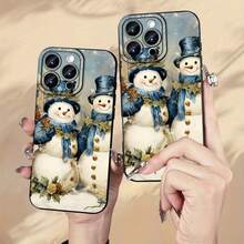 Funny moda creativa divertido navidad muñeco de nieve patrón impreso  del teléfono, espesa protección de cuerpo completo, a prueba de choque y caídas TPU suave , regalo de cumpleaños o de vacaciones para hombres y mujeres para 16 modelos de  15 14 13 12 11 XS XR X 7 8 Mini Plus Pro Max S - Negro - Ver 2
