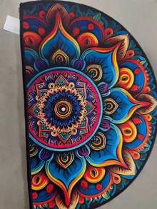 1 Stück bunter, boho-artiger Mandala Eingangsmatte - waschbar, leicht und langanhaltend aus Polyester, farbenfroher Halbkreis-Entwurf, geeignet für Innen- und Außenbereich, Eingangsmatte | Boho-Stil Matte | Waschbare Matte, Waschbarer Teppich, Heimdekoration - Verschiedenfarbig - Übersicht 6