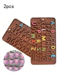 1pc Silicone Mold, English Letter Shaped Fondant Chocolate Cookie Pudding Mold, Cake Decorating Mold, Resin Plaster Mold, Kitchen Supplies, Baking Tools, DIY Crafts - Chocolate Brown - View 12