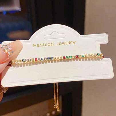 1pc Minimalist Colorful (Random Color) Square Adjustable Bracelet, Suitable For Daily Wear, Parties, Gifts, Versatile