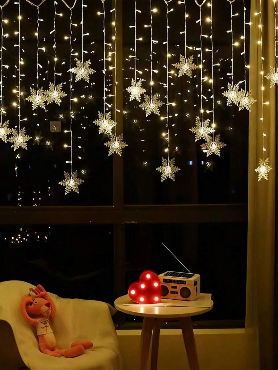 أضواء عيد الميلاد بتشغيل بطارية LED، أضواء جو ملونة بأنماط متنوعة كالثلج والفراشة والقطرات والنجوم، بريموت تحكم ذكي، مناسبة للاستخدام الداخلي والخارجي والحديقة والمنزل والنوافذ والفعاليات والحفلات والديكور
