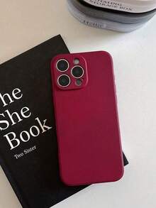 Burgundy 2mm Thickened Smooth Silk Liquid Silicone Case, Slim Soft Microfiber Lined Shockproof Phone Case Compatible With APPLE 16/15/14/13 Pro Max X XR,Galaxy S25/S24/S23 Ultra Plus Hua Wei, Xiao Mi, Redmi Note, OPPO, Vivo, Honor Waterproof Anti-Fall Scratch Resistant