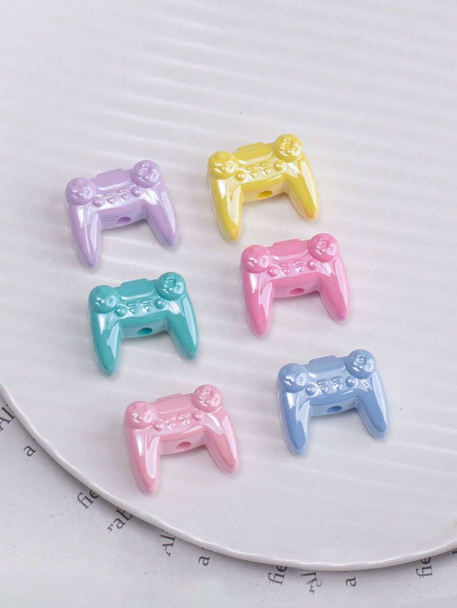 10 piezas de cuentas decorativas sueltas de accesorios de material con estilos aleatorios pintados y chapados en luz para hacer cadenas para teléfonos móviles, llaveros, pulseras y colgantes - Multicolor - Ver 1