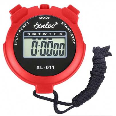 数字秒表计时器，双排秒表计时器，专业裁判训练健身器材防水电子表 XL-011，数字显示秒表运动健身跑步训练秒表，适用于足球、篮球、跑步、游泳、健身等运动，返校礼物，送给朋友的礼物，送给同事的礼物，送给旅行者的礼物，送给居家办公人士的礼物。[随机标志]
