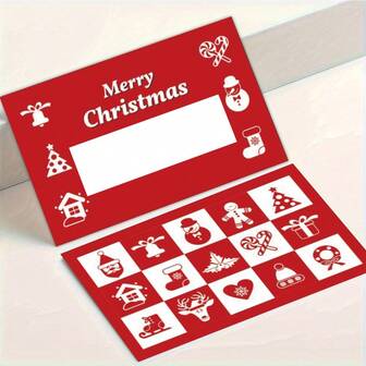 25/50/100pcs Christmas Gift Scratch Cards, DIY Scratch Cards, Christmas Party Decorations, Christmas Gift Cards, Surprise Cards, Christmas Gifts, DIY Holiday Cards Party Penalty Cards, Party Prizes, Suitable For Parties, Gift Packaging, Holiday Gifts, Etc.
