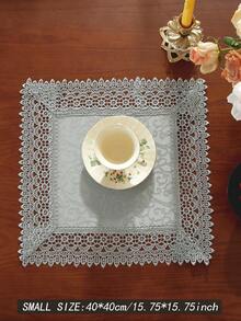 Vải 100% Polyester, ren thêu tinh tế, hòa tan trong nước, khăn trải bàn ăn nhà bếp, khăn phủ tủ, trang trí nhà cửa, tụ họp gia đình, trang trí ngày lễ, trang trí tiệc cưới trong nhà ngoài trời, 1 chiếc - Xám - Xem 14