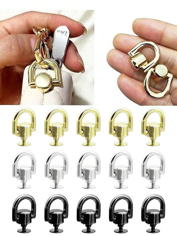 D Rings For Purse & Crossbody Conversion Kit – 360° Rotatable Heavy Duty Metal D-Rings With Leather Rivets, Button Stud Screws & Bag Hardware Accessories – Durable Gold DIY Leathercraft Parts For Handbags, Belts, Bracelets, Shoes, Hats & Dog Collars – Perfect For Bag Handle Connectors, Purse Chains, Keychains, Phone Cases, Fashion DIY Projects & Leather Repair Enthusiasts