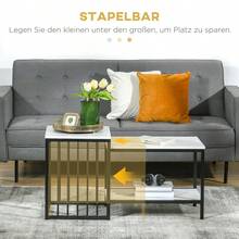 HOMCOM Set Of 2 Coffee Tables, Side Table, Coffee Table, Gaming Table, Sofa Table In Modern Design, Living Room Table With Diamond Look, For Bedroom, Steel On Site - 1 - View 4