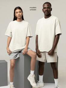 Men's, Women's And Unisex Oversized T-Shirt Kit 100% Premium Cotton + Free Backpack - Urban Streetwear Look, Backpack, Men's And Women's Oversized T-Shirt With Free Bag, Casual, Gringa, Trap Style Backpack, Basic And Comfortable Sweatshirt - 香檳色 - 查看 2