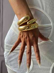 3pcs/2pcs/1pc Luxury Bangle Set, Gold Bangle, Wide Bangle, Thick Bangle, Fashion Unique Style Oversized Gold Bangle - Yellow Gold - View 11