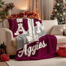 Fall Throw Blanket Flannel Blankets Super Soft Cozy Smooth Christmas Blankets Lightweight Plush Autumn Blankets Christmas Decoration Texas A&M Aggies Logo Pattern Blanket For Home Bed Sofa - trắng - Xem 2