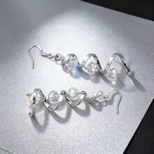 Bộ 1 bông tai mặt dây chuyền bạc 925 đính đá Zirconia hình học sang trọng, không gây dị ứng, phù hợp cho sử dụng hàng ngày, dự tiệc, ngày lễ, hẹn hò, làm quà tặng. - Bạc - Xem 5