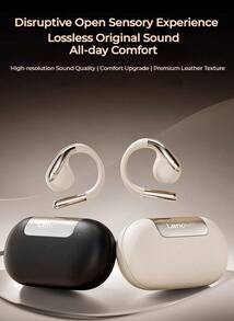 Lenovo Auriculares Bluetooth EA360, auriculares de doble uso para juegos y música, estilo gancho para la oreja, resistentes al sudor, tecnología de conducción ósea negra, Bluetooth 5.4 de baja latencia, color Sakura White - Sakura White - Ver 2