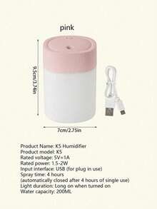 1pc Aroma Diffuser With 7-Color Changing Light, Portable USB Powered Night Light, Air Humidifier For Home, Office, Bedroom, Car, Quiet Operation - Multicolor - View 7