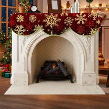 Pañuelo navideño para chimenea con estampado de copos de nieve, ideal para decorar la mesa o la chimenea en fiestas navideñas. - Multicolor - Ver 2