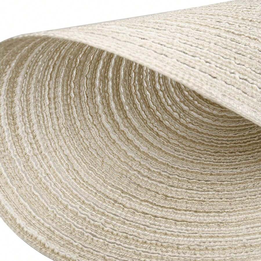 Beige Round Woven Placemats, Non-Slip, Washable, Suitable For Kitchens, Restaurants, Parties And Table Decorations. - Beige - View 1