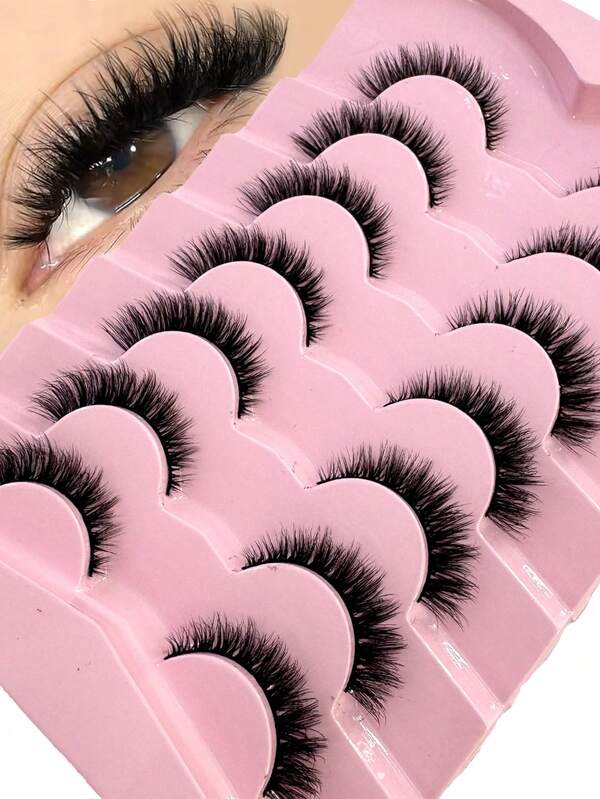 7 Pairs Selectable Natural False Eyelashes Fluffy Soft 3D Mink Lashes Long Wispy Eyelash Cilia,Messy,Multi-Layered Eyelashes Short Thick Fake Eyelash Extension Bulk Faux Cils Makeup Products Wedding Party & Club Daily Work Meeting Natural Fake Lashes Comfortable To Wear