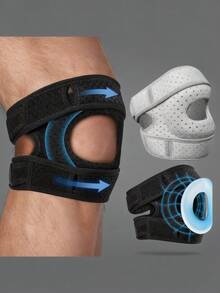 RPPR 1件装 - 可调节弹性膝盖髌骨支撑，缓解膝盖不适，膝盖压缩护套，男女通用运动护膝 - 适用于篮球、网球、健身、跑步 - 膝盖上方10厘米/4英寸，周长：30-56厘米/12-22英寸，黑色/灰色健身护膝 - 彩色 - 查看 11