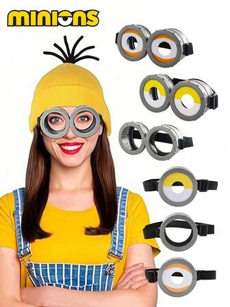  1pc Minions Theme Glasses With Stuart+Bob+Kevin, Cute & Funny Costume Prop For Minions Themed Party, Dance, Birthday, Christmas, New Year Gift, Round Frame Silly Photography Accessory, Perfect Decoration Gift