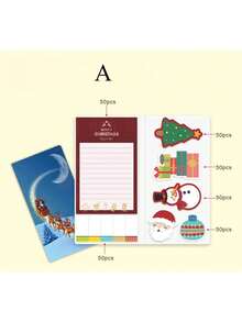 50pcs/Set Christmas Cartoon Theme Memo Pad Stationery Sticky Notes For Office Use - Multicolor - View 6