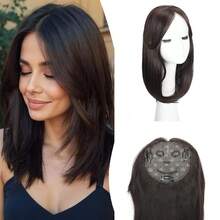 2025 New Model Hair Toppers For Women Large Base Toppers Hair Pieces For Women With Thinning Hair Clip Ins Fake Bangs Perfect Solution For Thinning-Hair And Stylish Upgrade 15 Inch - nụ cười-Nâu sẫm MỚI-ZP - Xem 8