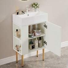 Bathroom Vanity Unit With 55cm Under-Sink Cabinet, Small Guest Bathroom Cabinet, White