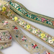 1/5 Yard Vintage Embroidered Lace Trim, Bohemian Style Lace Edging With Delicate Floral And Geometric Patterns, Suitable For Sewing, Bags, Home Decor - Durable Lace Trim For Crafting And Decorating Christmas Gifts, Frames, DIY Princess Canopy - Multicolor - View 2