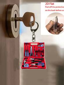2D Porte-clés pendentif boîte à outils en acrylique, porte-clés décontracté, porte-clés boîte à outils de réparation, accessoire de sac à dos amusant, étiquette de bagage, étiquette pour animaux de compagnie, accessoire de sac à bonbons, porte-monnaie porte-clés style fête décontracté - Multicolore - Voir 2