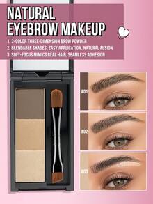 MISSLYN 1 pièce Palette de poudre à sourcils mate 3 couleurs, remplissage longue durée, définition et façonnage, miroir intégré & brosse à sourcils, compact pratique pour le sac à main pour mariage, fête, maquillage quotidien décontracté, cadeau de voyage de remise des diplômes, application facile - #3 Amande fraîche - Voir 5