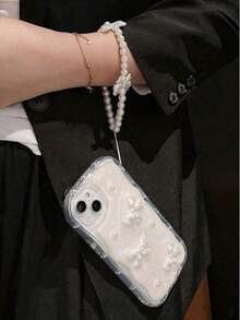 Minimalist Bow Cute Phone Case,Creative Ladies Design, Soft Protective Cover,Without Pendant Attachments - 白色 - 查看 2