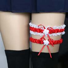 1Pcs Japanese Sweet Lace Garter Belt - Adjustable Bow Tie Thigh Strap, Kawaii Soft Girl Aesthetic Leg Accessory For Date Nights - 粉色 - 查看 6