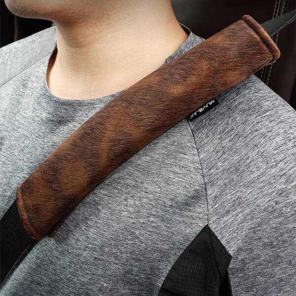 Universal Leopard Print Seat Belt Cover Shoulder Pad - Soft Plush, 2 Size Options, Easy Installation (Car Safety Belt Protector Pad Sleeve)