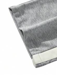 女式抽绳条纹直筒休闲街头时尚裤 - 灰色 - 查看 7