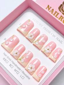 nailrosy 10Pcs Handmade Press On Nails Short Duck Nail Clear Light Yellow 3D Nail Art Gel Carving Gel Flowers French Y2K Nails Wedding Press On Acrylic Nails Poly Gel Nail Kit Fake Nails Wedding Birthday Party Emo Goth Acrylic Nails Supplies 3D Nail Art Gel Carving Gel Flowers Winter - Yellow - View 3