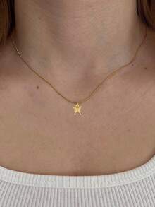 Nooxian 1pc Stainless Steel Necklace With Cubic Zirconia Butterfly Pendant, Minimalist Layered Style, Versatile Daily Wear Jewelry Gift - Yellow Gold - View 5