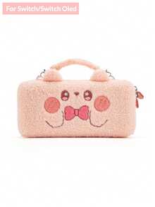 GeekShare 1pc Pink Rabbit Plush Carrying Case Compatible With Nintendo Switch/Switch OLED - Pink - View 12