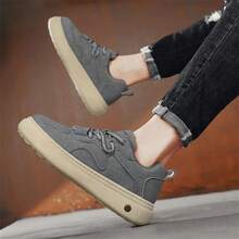 Men's Casual Sneakers, PU Upper, Comfortable Non-Slip & Durable Outsole, Low-Top Lace-Up Skate Shoes, European & American Street Style - Grey - View 7