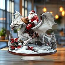 [Kundenliebling] Weihnachtsmann & Drachen Acryl Dekoration - Perfekt für Heim- und Bürodekoration, ideales Weihnachtsgeschenk, 10x8