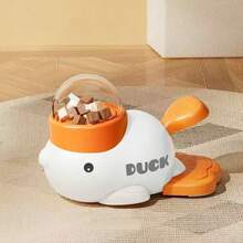 1pc Pet Feeder, Interactive Pet Toy, Battery Free, Cute Duck Shaped With Transparent Window Snack Dispenser, Manual Pet Feeder Toy, Dog Treat Puzzle Dispenser