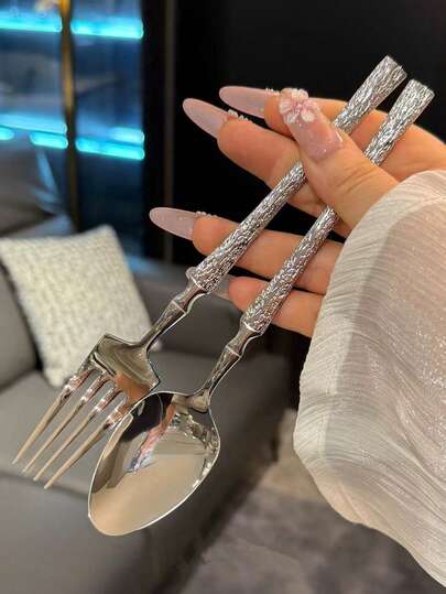 Bộ 6/12 chiếc nĩa thép không gỉ búa nhỏ, Bộ thìa nĩa mì ramen, Bộ thìa nĩa bánh trái cây tráng miệng, Thích hợp cho nhà bếp, nhà hàng, tiệc tùng, đám cưới Bộ thìa nĩa đồ ăn phương Tây Quà tặng Giáng sinh