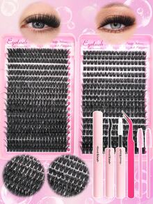 720 piezas de pestañas postizas D-Curl esponjosas, alta capacidad, adecuadas para crear un maquillaje de ojos denso, voluminoso y natural, DIY belleza, tutorial de capacidad individual grande para el hogar, adecuado para principiantes, principiantes, artistas del maquillaje, suave y de larga duración - Negro - Ver 12