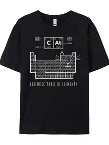 Best Selling Fashion New The Chemistry Cat Periodic Table Of Elements Men Graphic T Shirts Clothes Printed T-Shirt Father's Day - Đen 5 - Xem 1