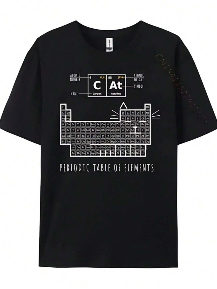 Best Selling Fashion New The Chemistry Cat Periodic Table Of Elements Men Graphic T Shirts Clothes Printed T-Shirt Father's Day - Đen 5 - Xem 1